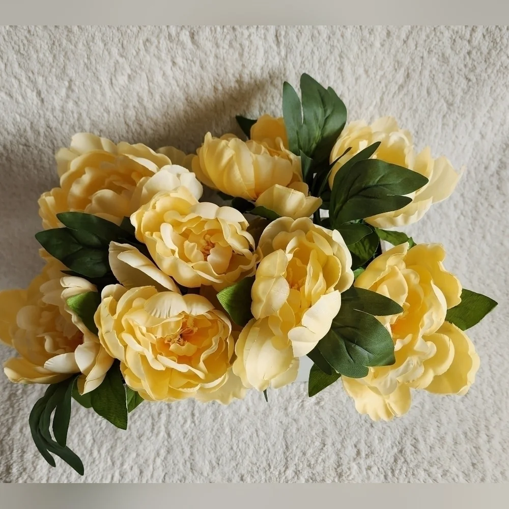 New Yellow or White Peony Arrangement in a wooden box / centerpiece/ home decor